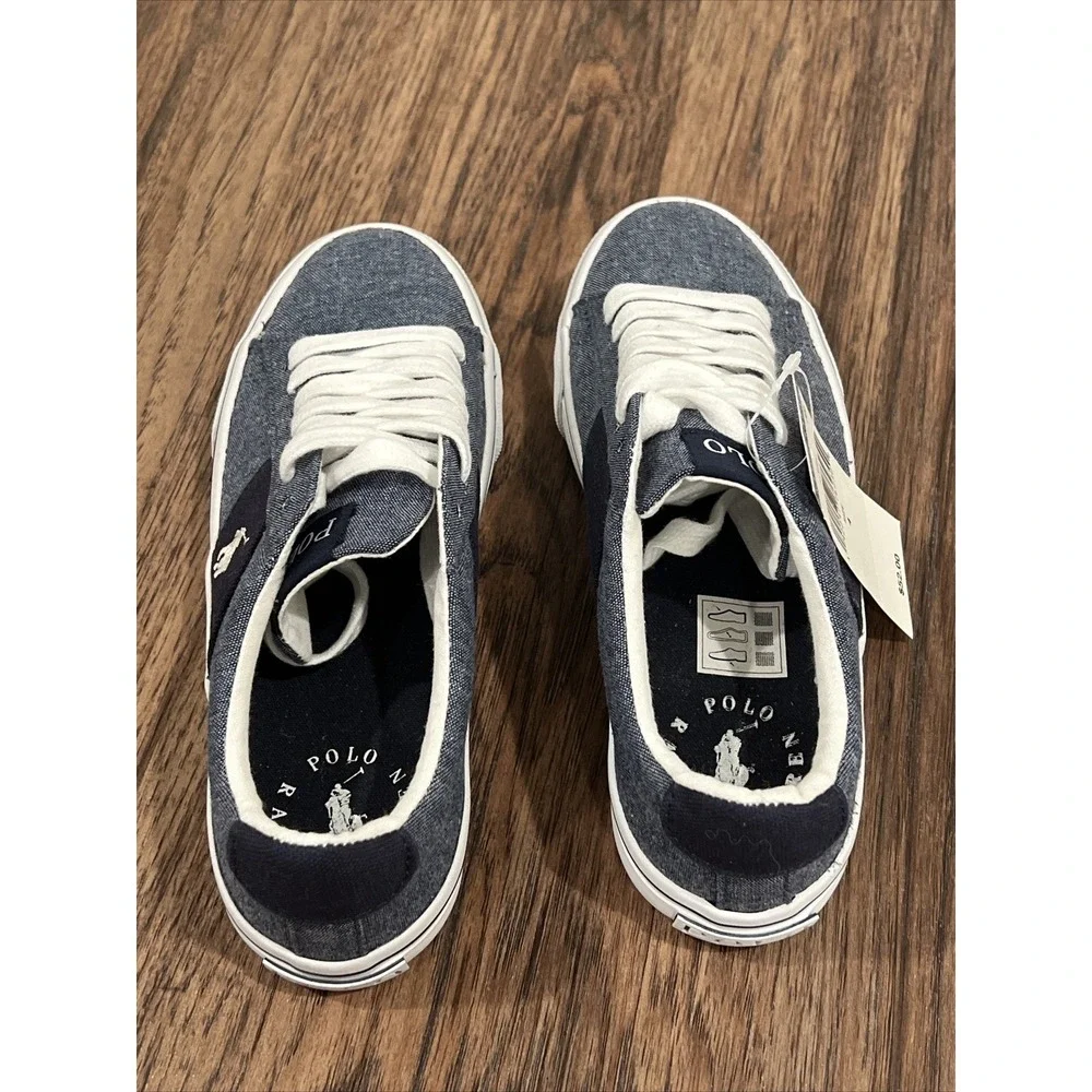 Polo Ralph Lauren Sneakers Sayer Boys Shoes Size 4 Blue Canvas